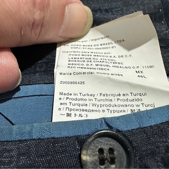 Hugo Boss Pasini/Movie2 Navy Pinstripe 2 Button Suit Jacket Sz 46 Long Wool Luxe - Picture 8 of 16